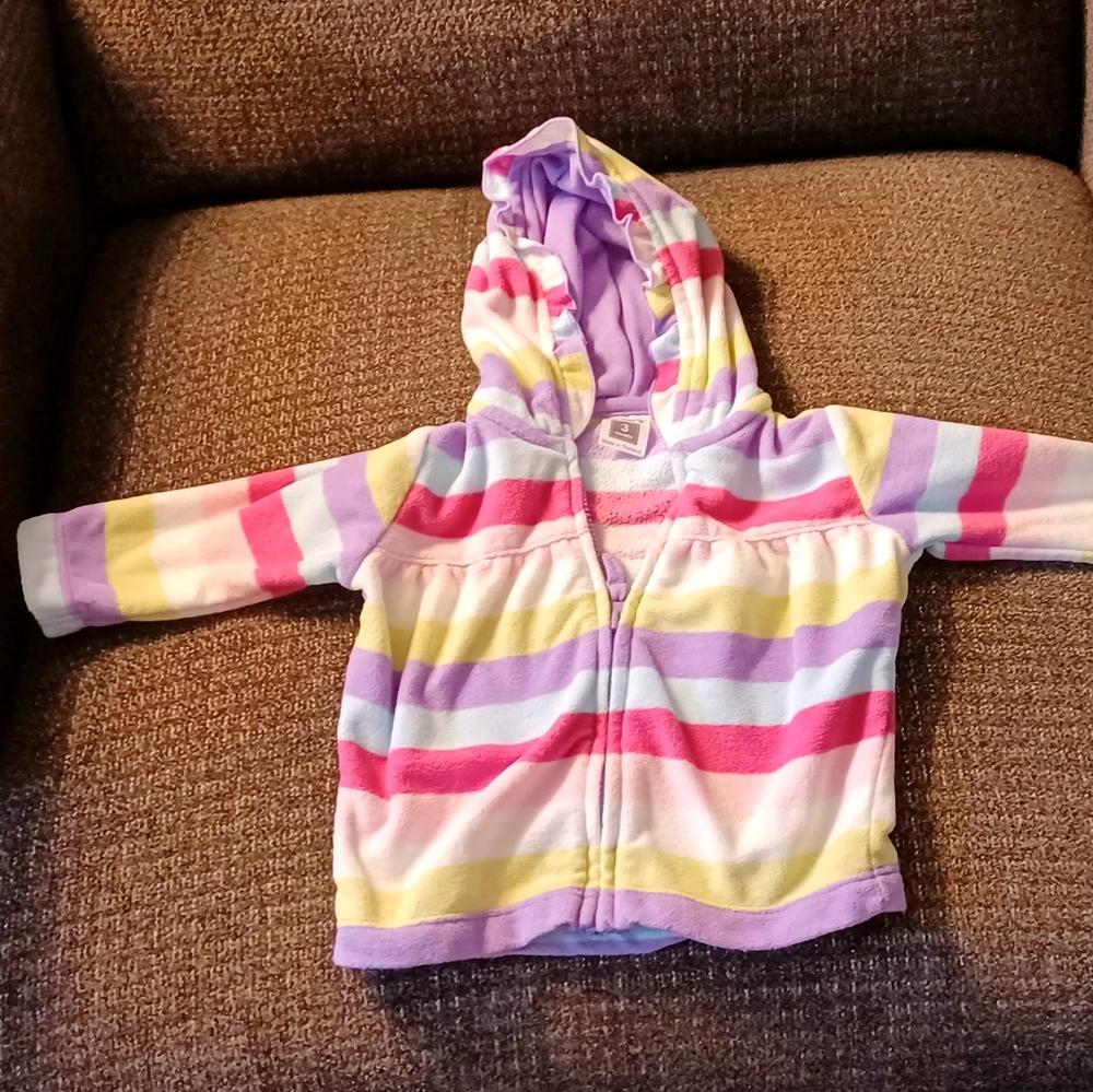Carter's Soft Fleece Long-Sleeve Zip-Up Hoodie w/Colorful Stripes 3M - Picture 4 of 5